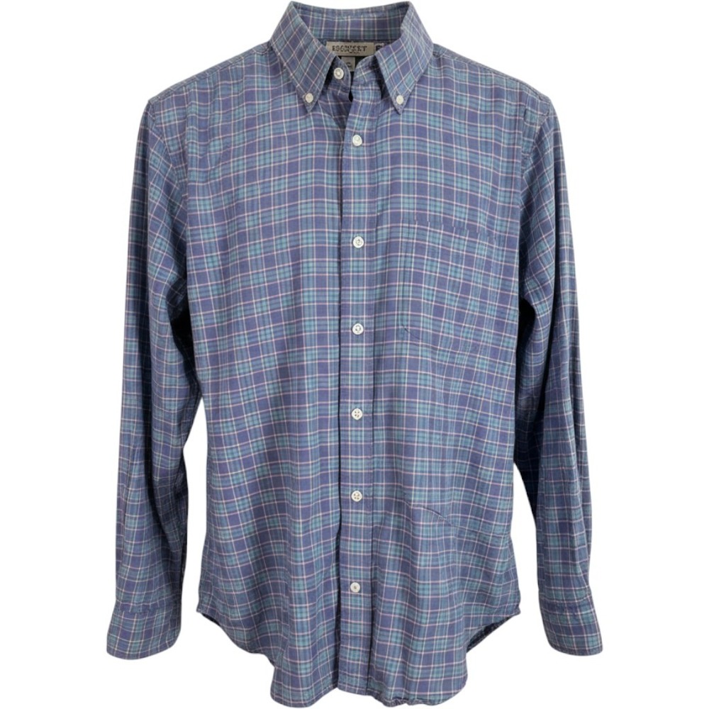 Faherty Brand Mens XL Blue Teal Pink‎ Plaid Button Down Shirt Long Sleeve Cotton